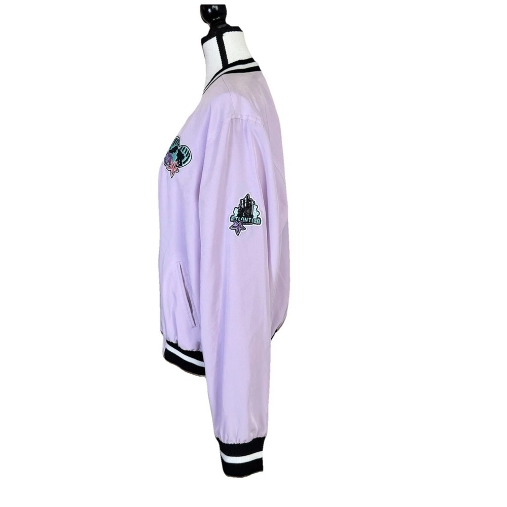 Disney Hot Topic The Little Mermaid Patched Satin Jacket Light Purple Size 2X - Picture 3 of 8